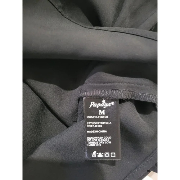 Papaya JUNIORS black Tulip short sleeves front Pleated blouse - medium - Picture 9 of 11
